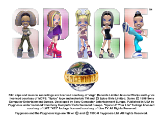 Spice World title screen for Playstation
